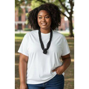 Black Multi-Strand Beaded Necklace With Knotted Design